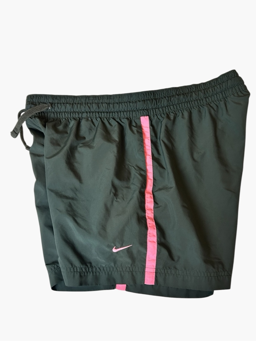 Nike Charcoal Pink Stripe Running Shorts Large Mid 2000s Athletic Dept Polyester
